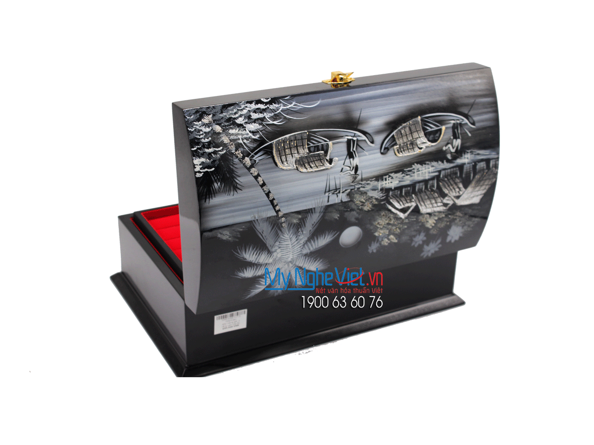 Countryside Landscape Lacquer Painting Jewellery Box MNV HTSTT0012